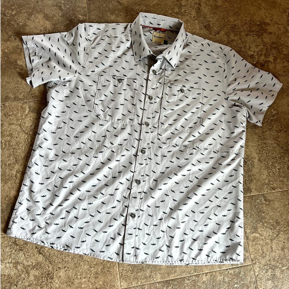 Simms Double Haul Short Sleeve Button Down Shirt, Men's size 2XL